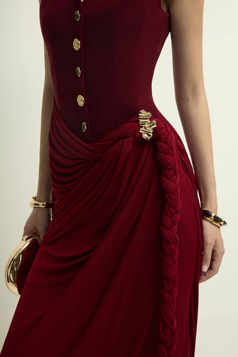 Agnus V-Neck Draped Maxi Dress