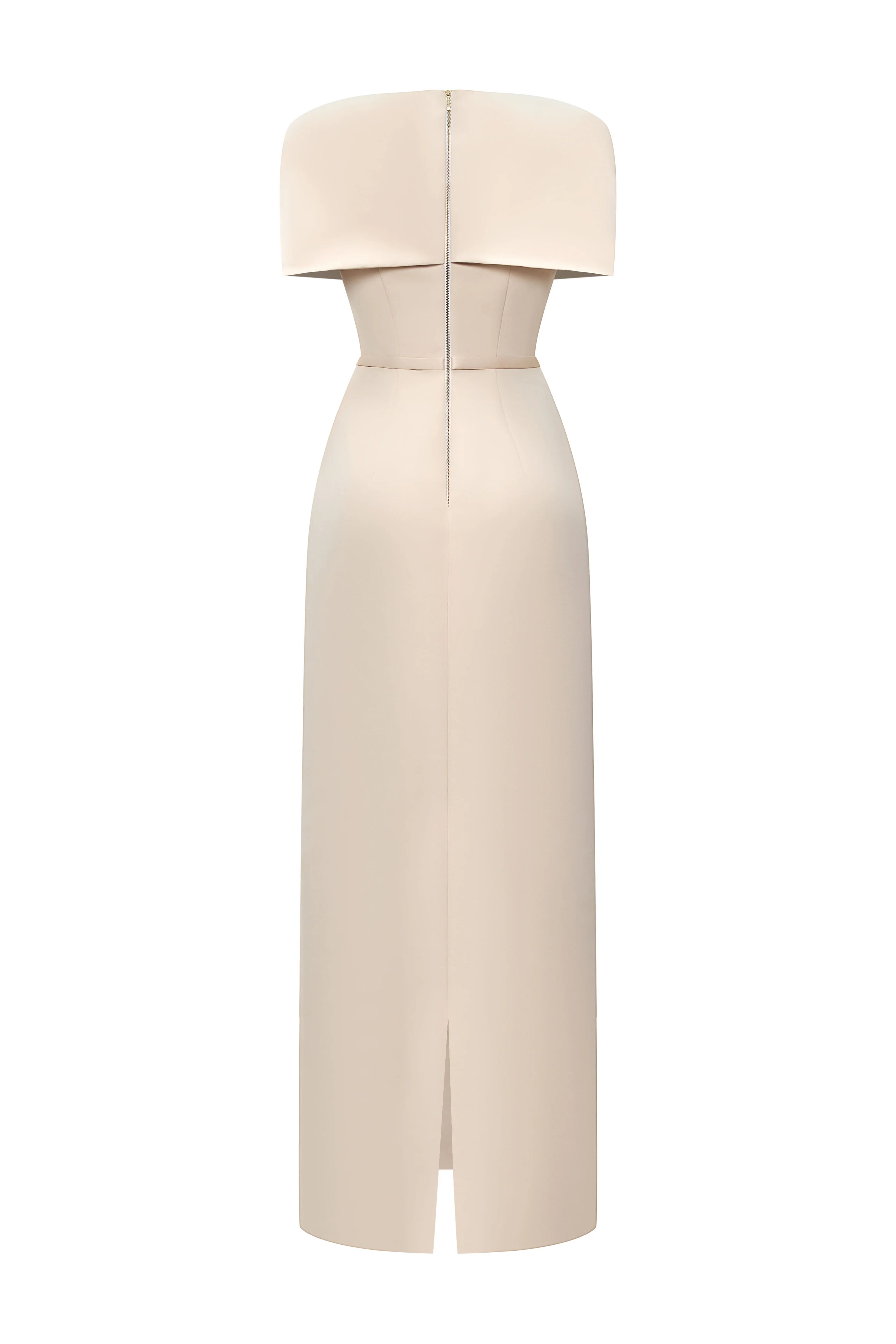 Fiorelle Sheath Cape Sleeved Satin Maxi Dress