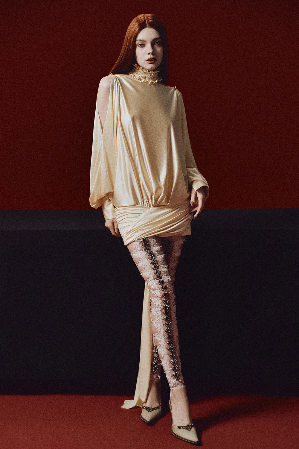 Portia Blouson Ruffle Mini Dress