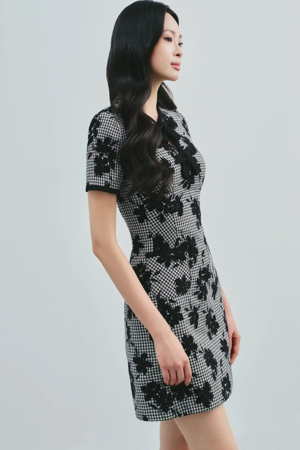 Safiyah Keyhole Ribbon Mini Dress