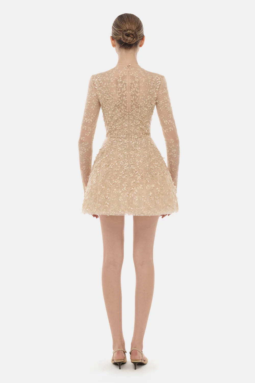 Isabeau High Neck Embroidery Mini Dress