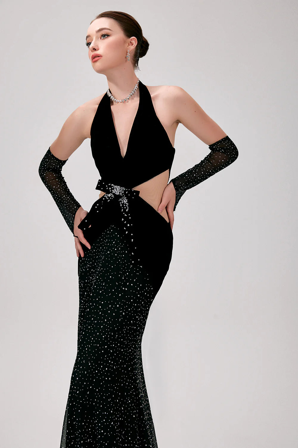 Kim Mermaid Rhinestone Maxi Dress