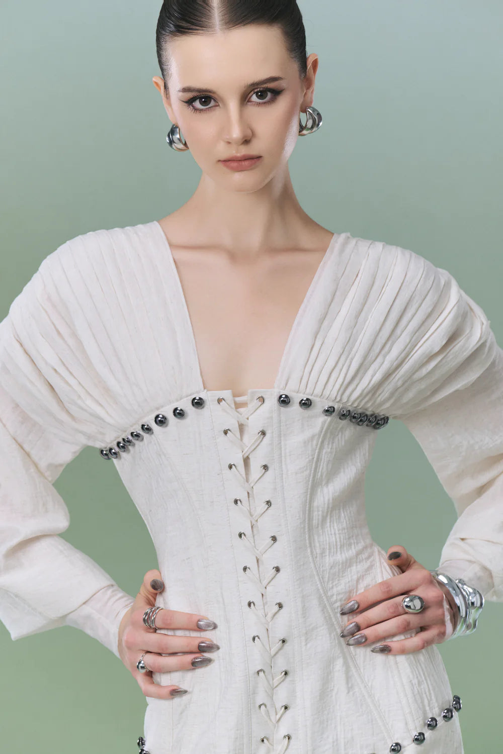 Harper V-Neck Pin Tuck Mini Dress