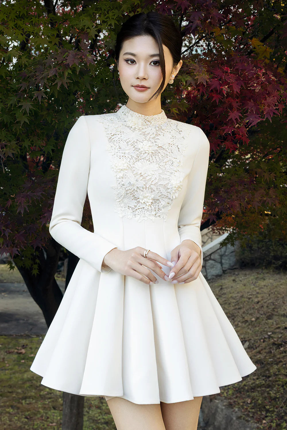 Nivora High Neck Applique Mini Dress