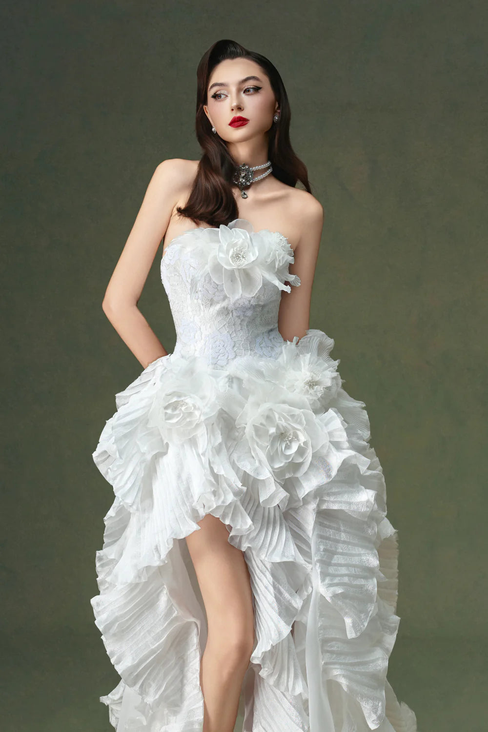 Everbloom Asymmetric Ruffle Maxi Dress