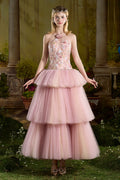 Venessa Ball Gown Applique Midi Dress