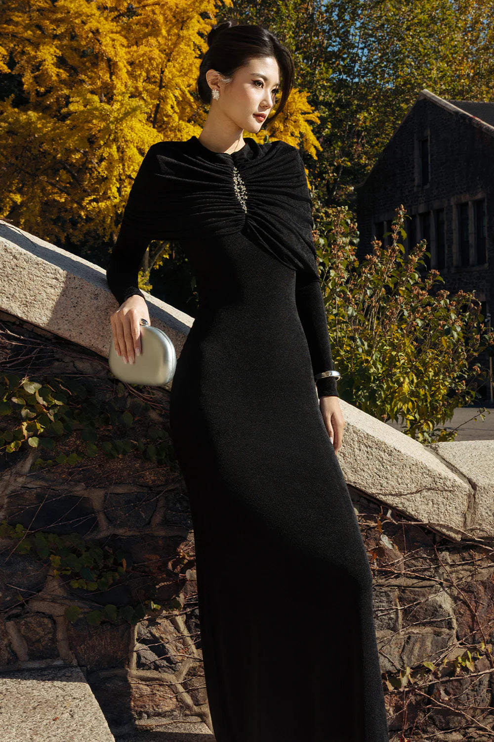 Lunavex Sheath Gathering Maxi Dress