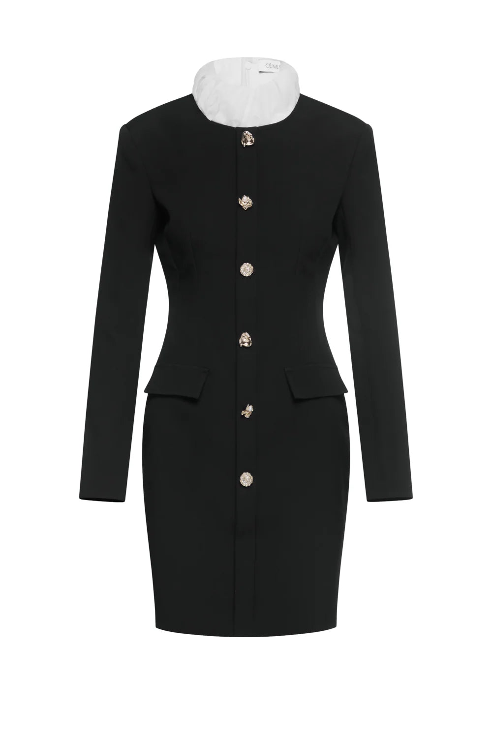 Vespera High Neck Button Mini Dress