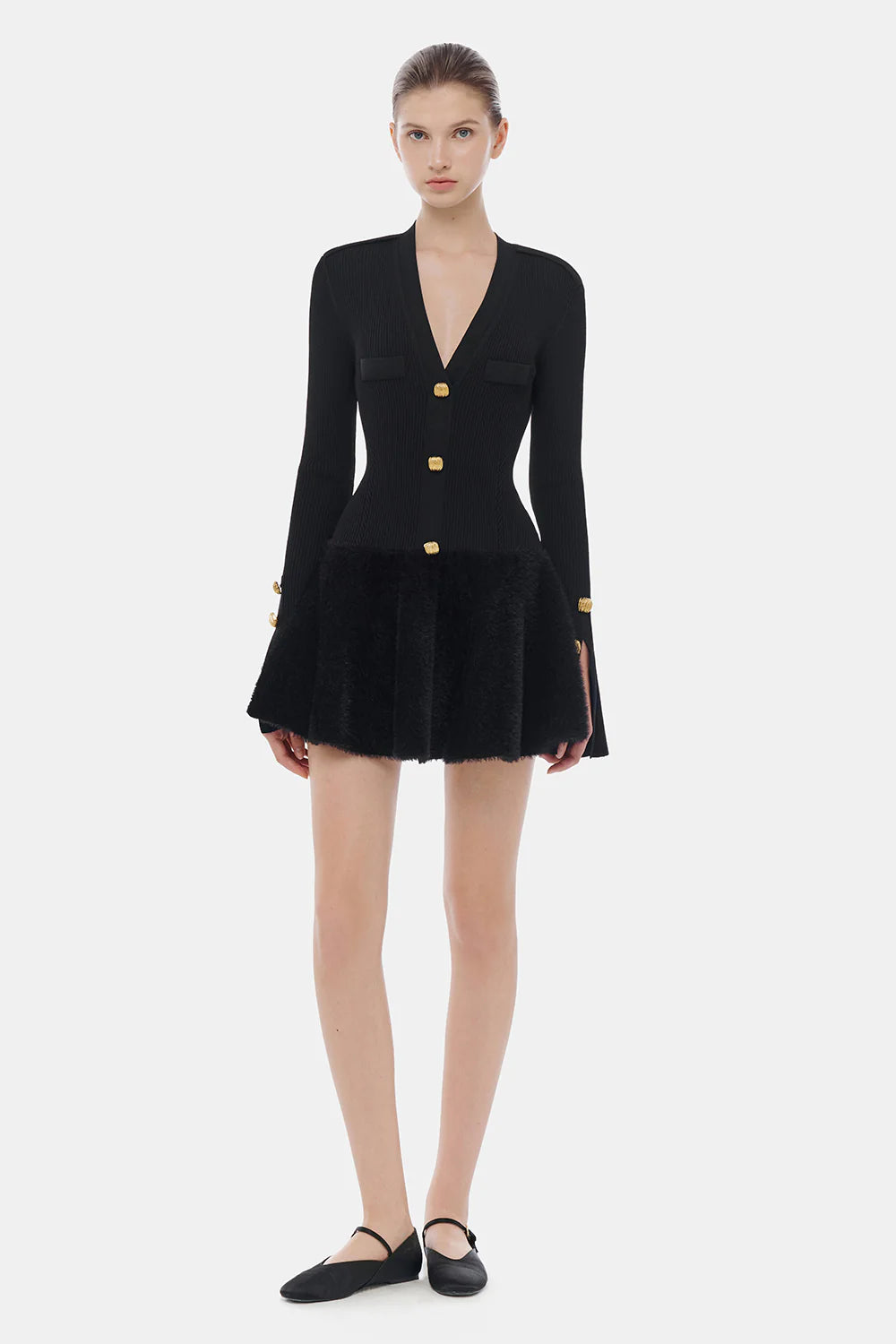 Jacqueline V-Neck Button Mini Dress