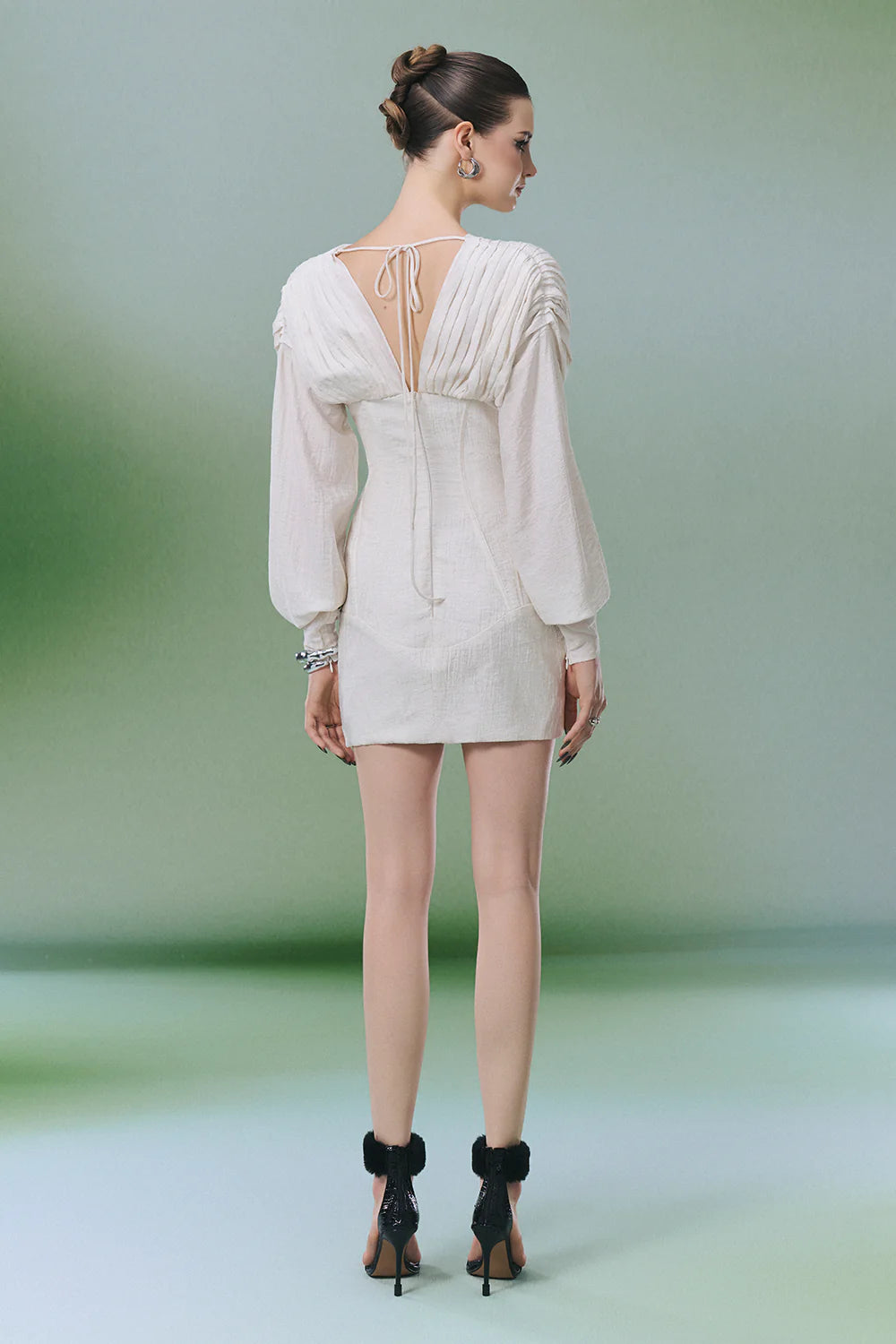 Harper V-Neck Pin Tuck Mini Dress