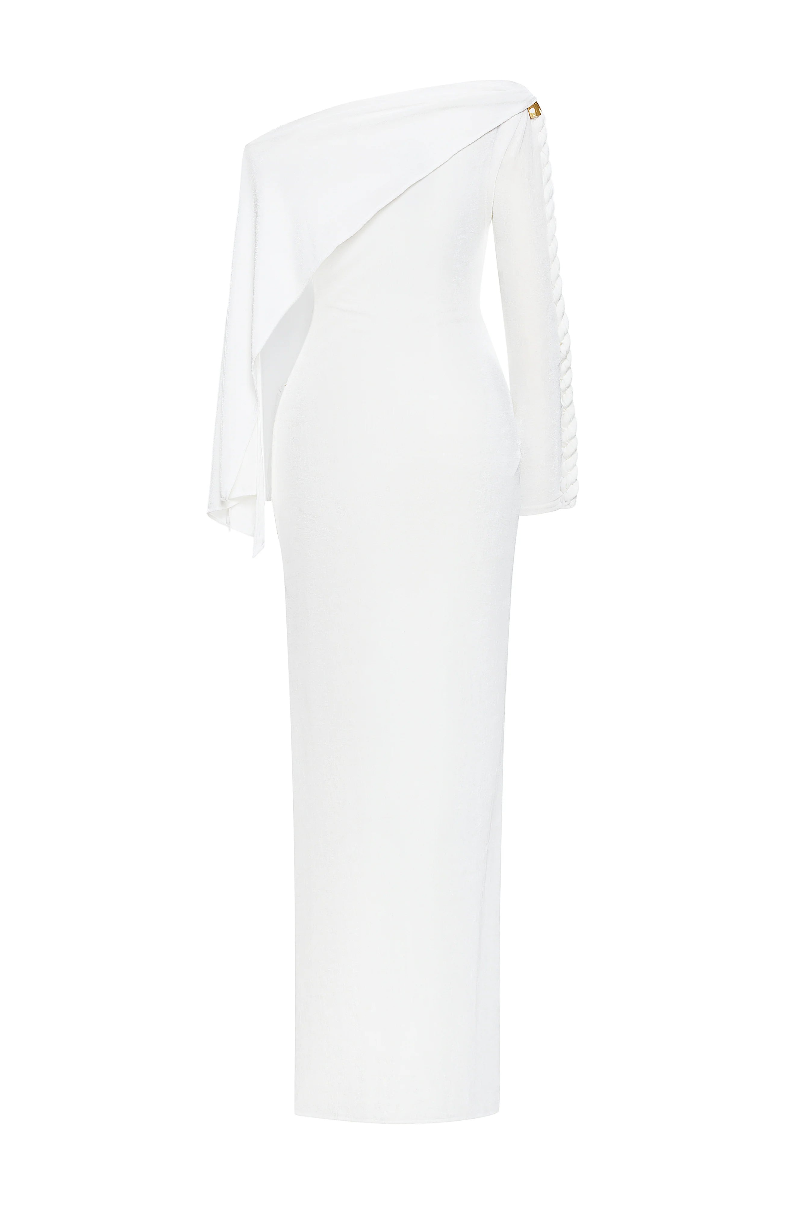 Éloress Sheath Asymmetric Sleeved Spandex Maxi Dress