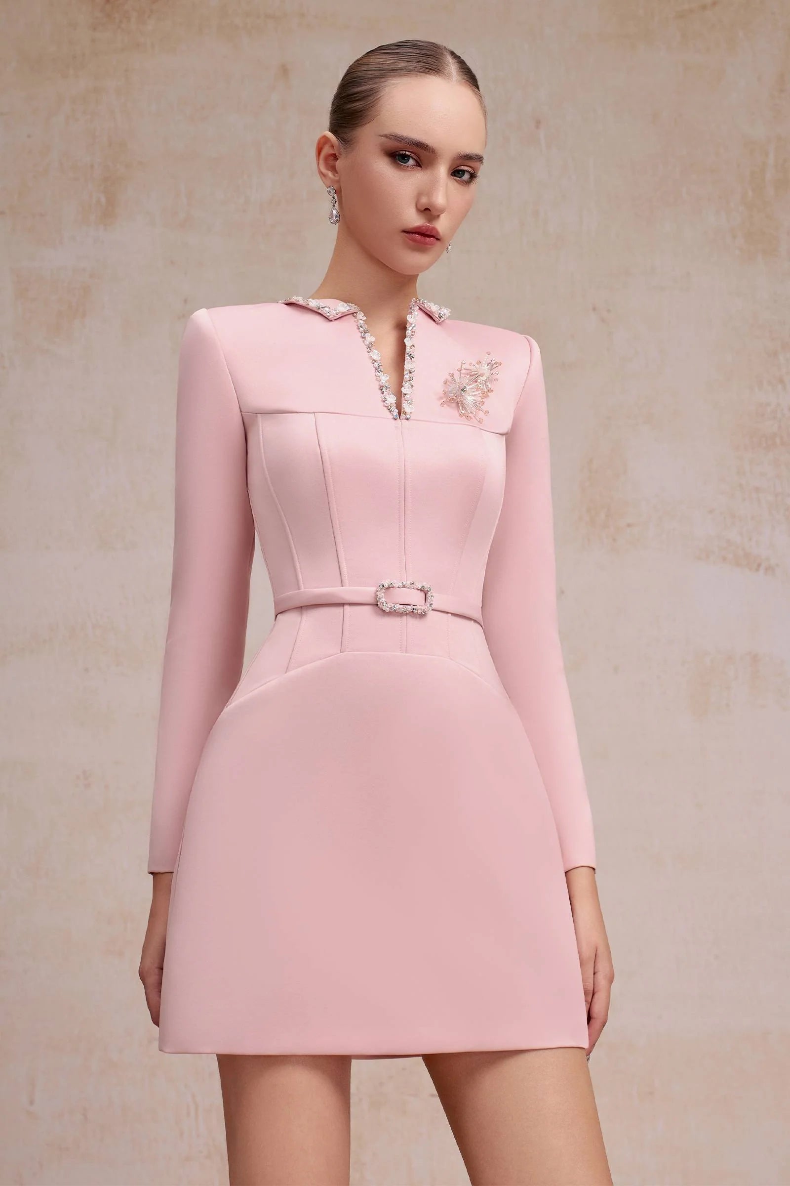 Vérine V-Neck Bead Mini Dress