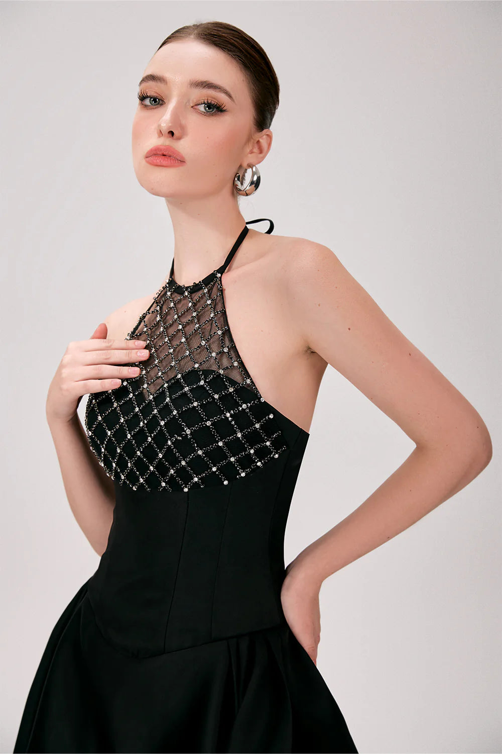 Ellen Halter Bead Mini Dress