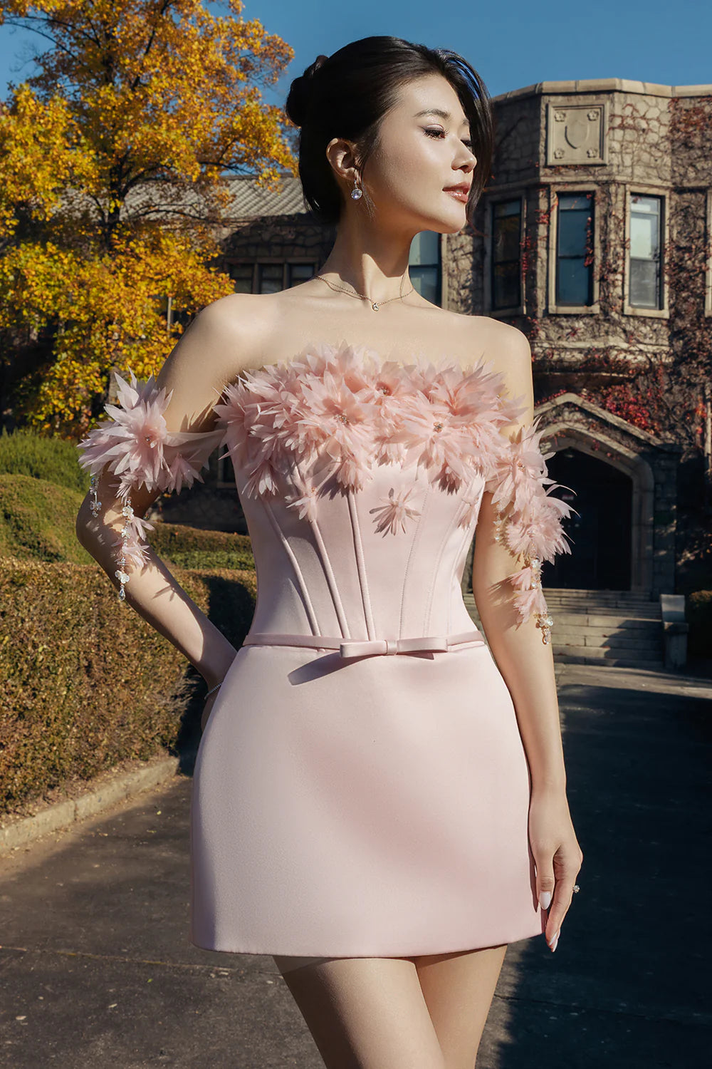 Eirielle Off-Shoulder Applique Mini Dress