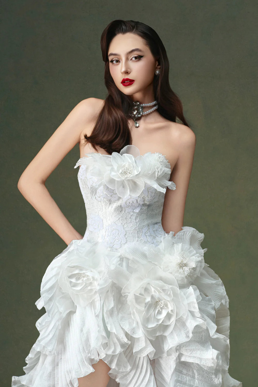 Everbloom Asymmetric Ruffle Maxi Dress