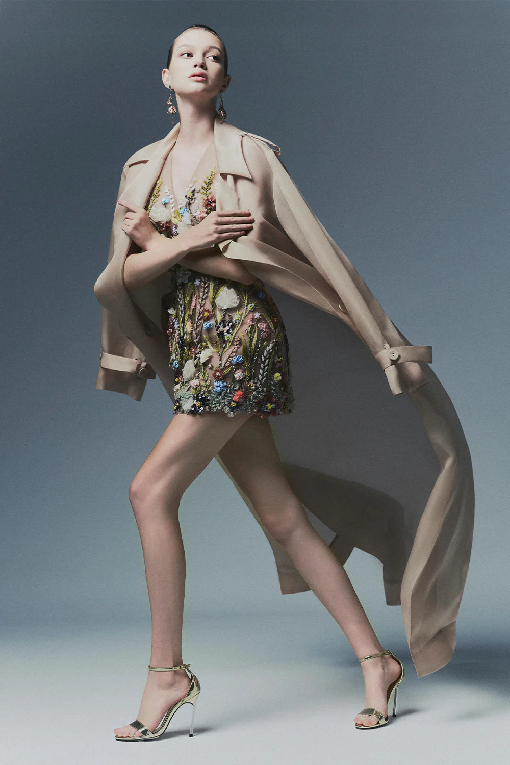 Annie V-Neck Applique Mini Dress