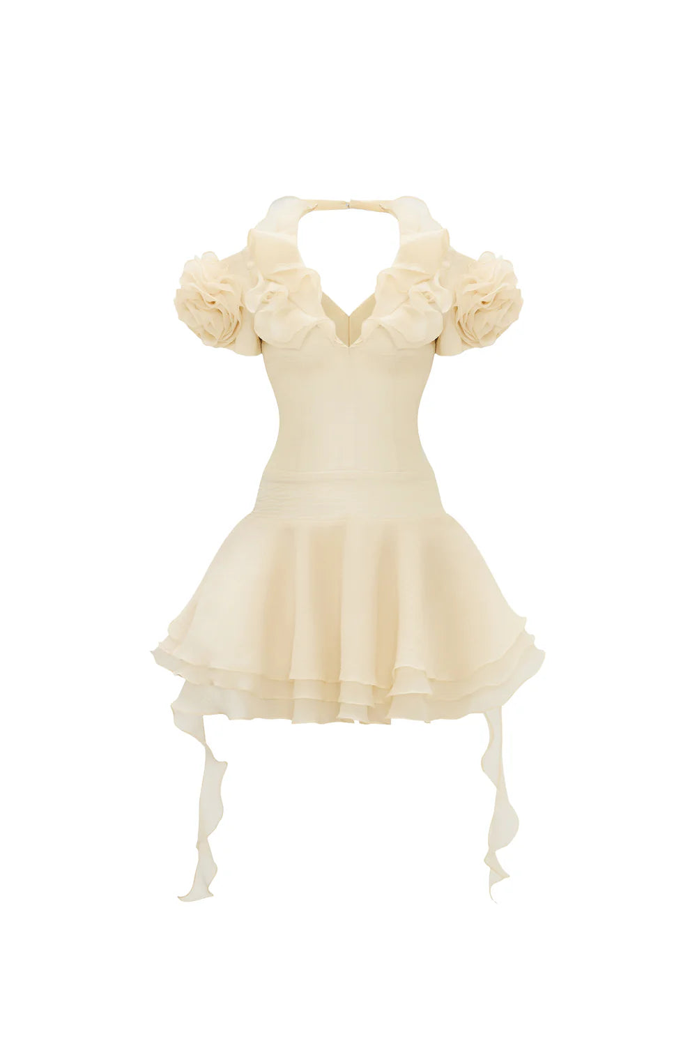 Fleur de Soleil Puff Sleeve Ruffle Mini Dress