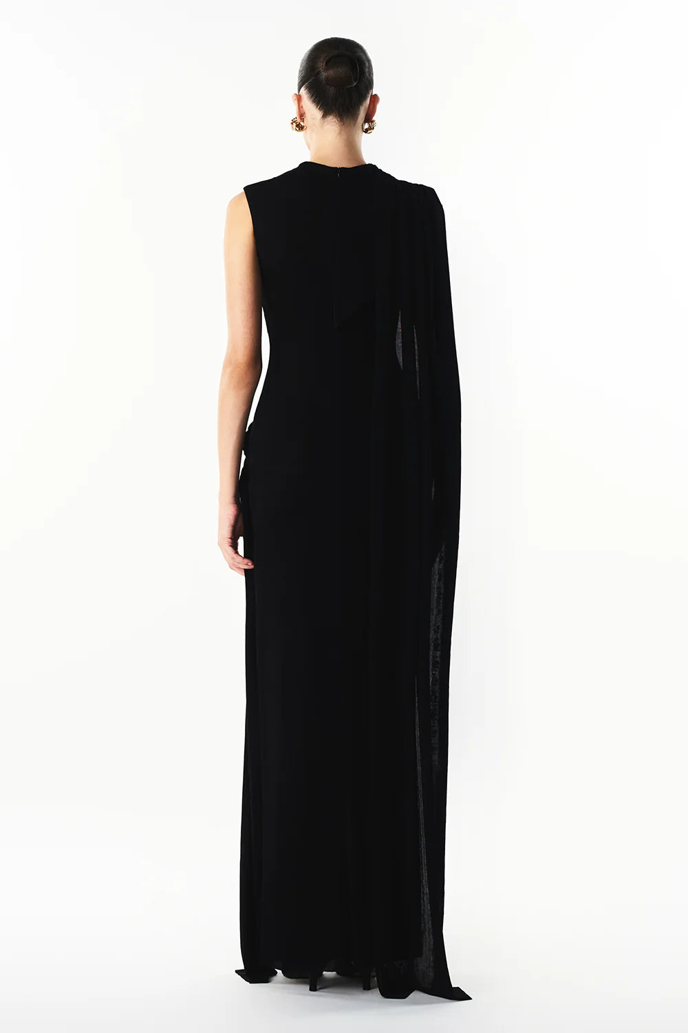 Onyra Asymmetric Sleeve Metal Maxi Dress