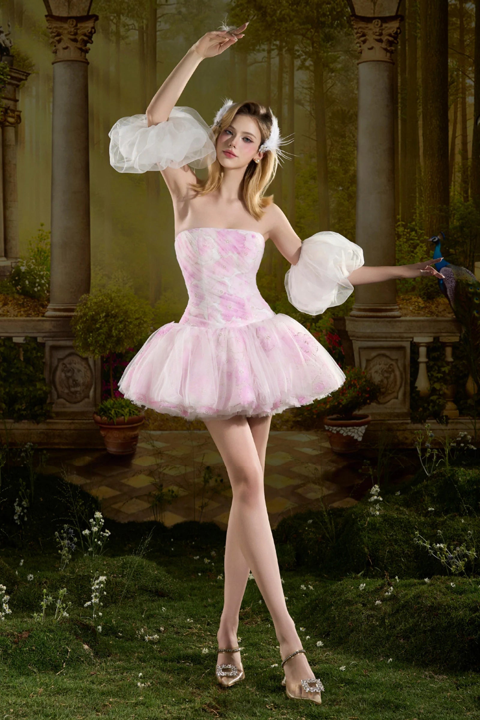 Lizzie Puff Sleeve Gathering Mini Dress