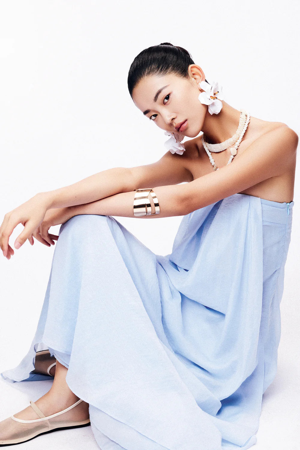 Alexa A-line Draped Chiffon Maxi Dress