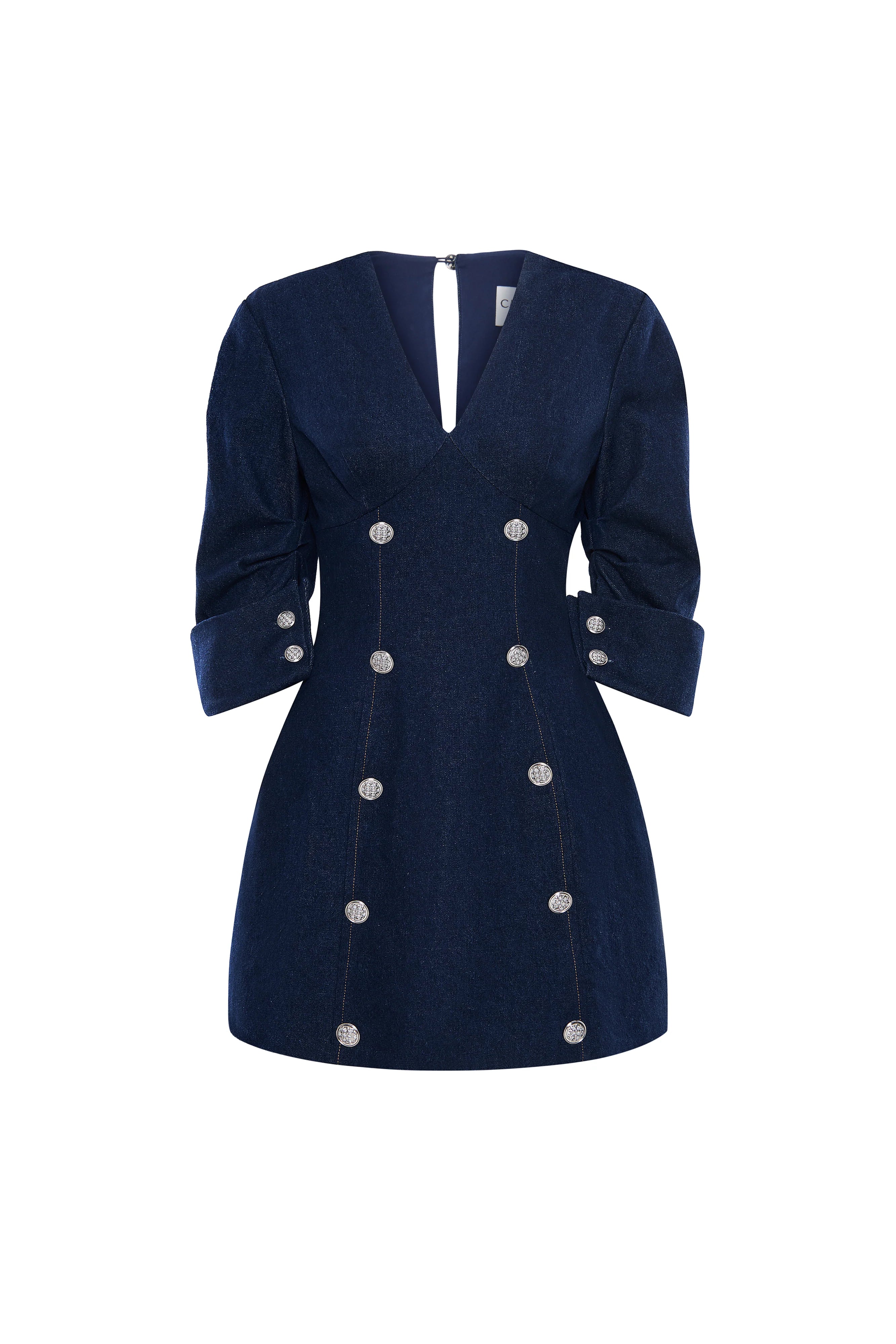 Evandra A-line Button Denim Mini Dress