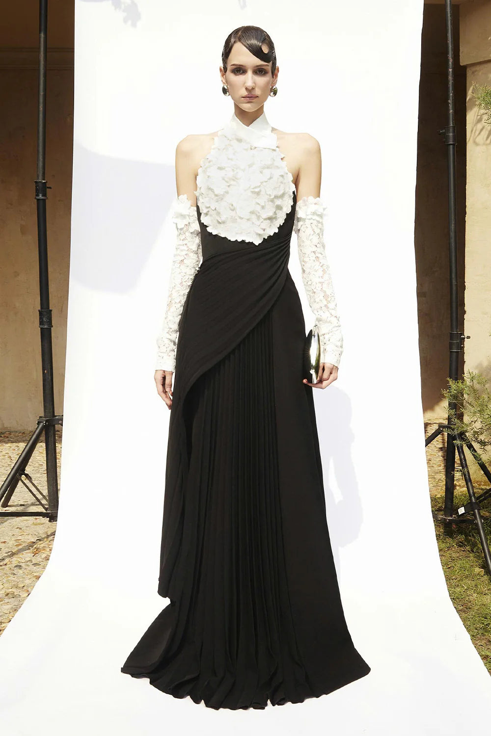 Hamilton Halter Neck Pleated Maxi Dress