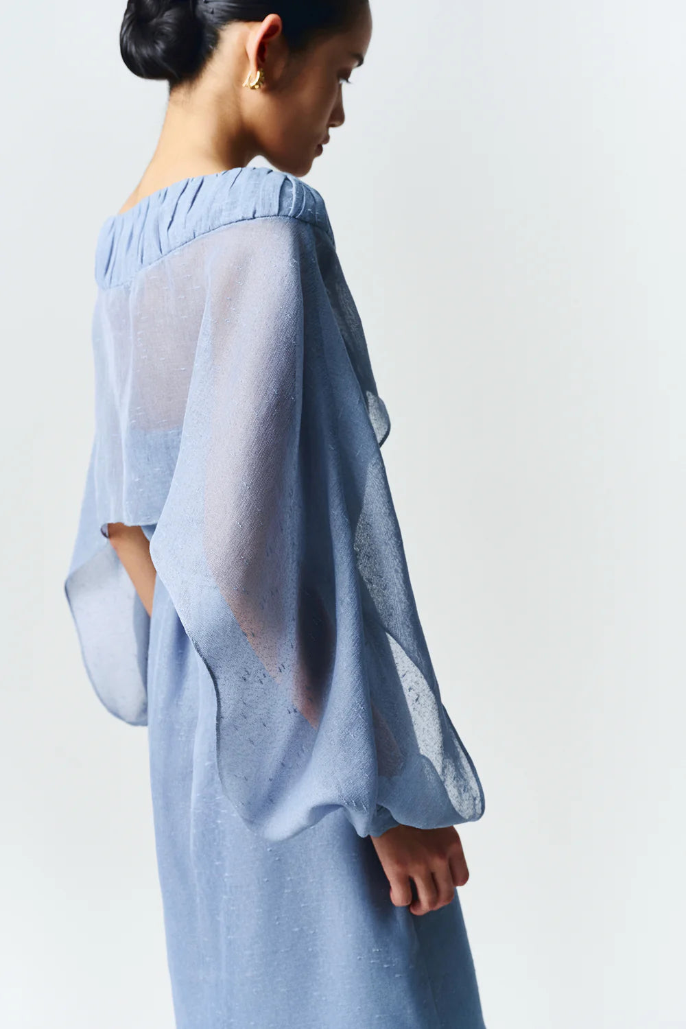 Nerina Square Neck Pleated Midi Dress