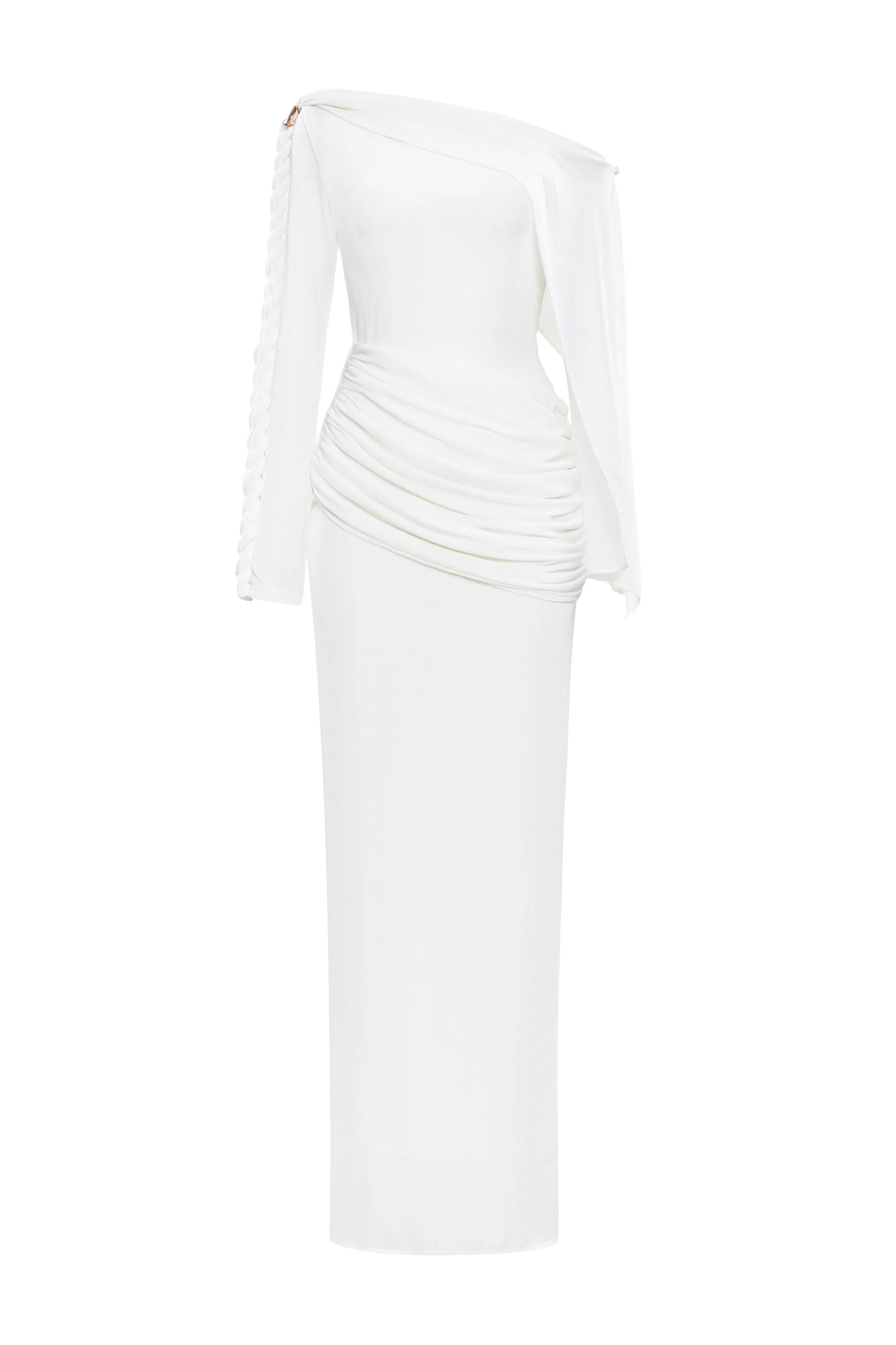 Éloress Sheath Asymmetric Sleeved Spandex Maxi Dress