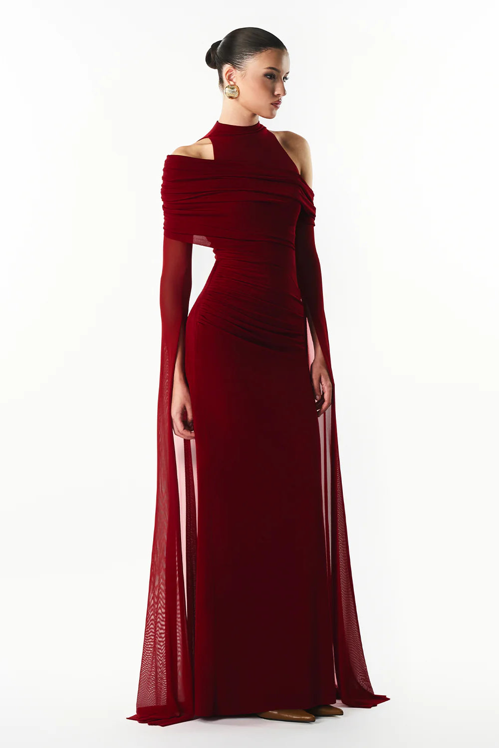 Raviena High Neck Gathering Maxi Dress