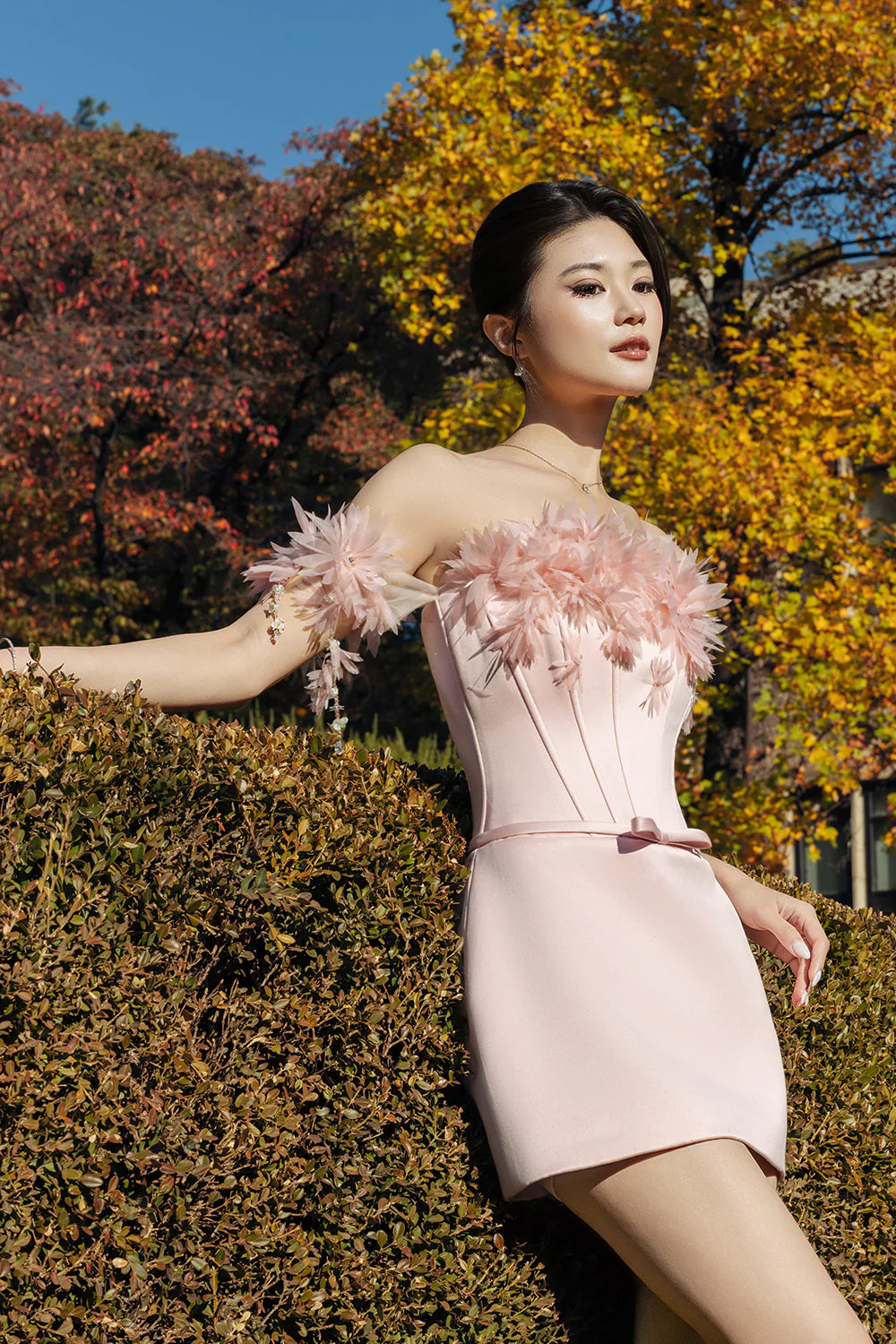 Eirielle Off-Shoulder Applique Mini Dress