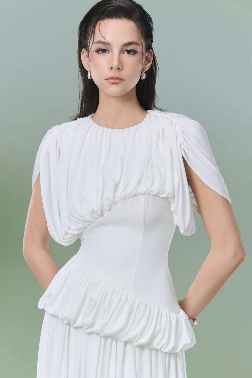 Voayage A-line Gathering Midi Dress