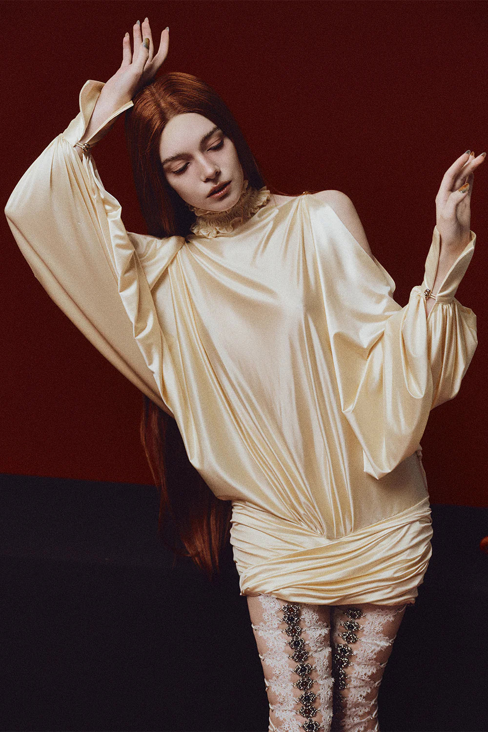 Portia Blouson Ruffle Mini Dress