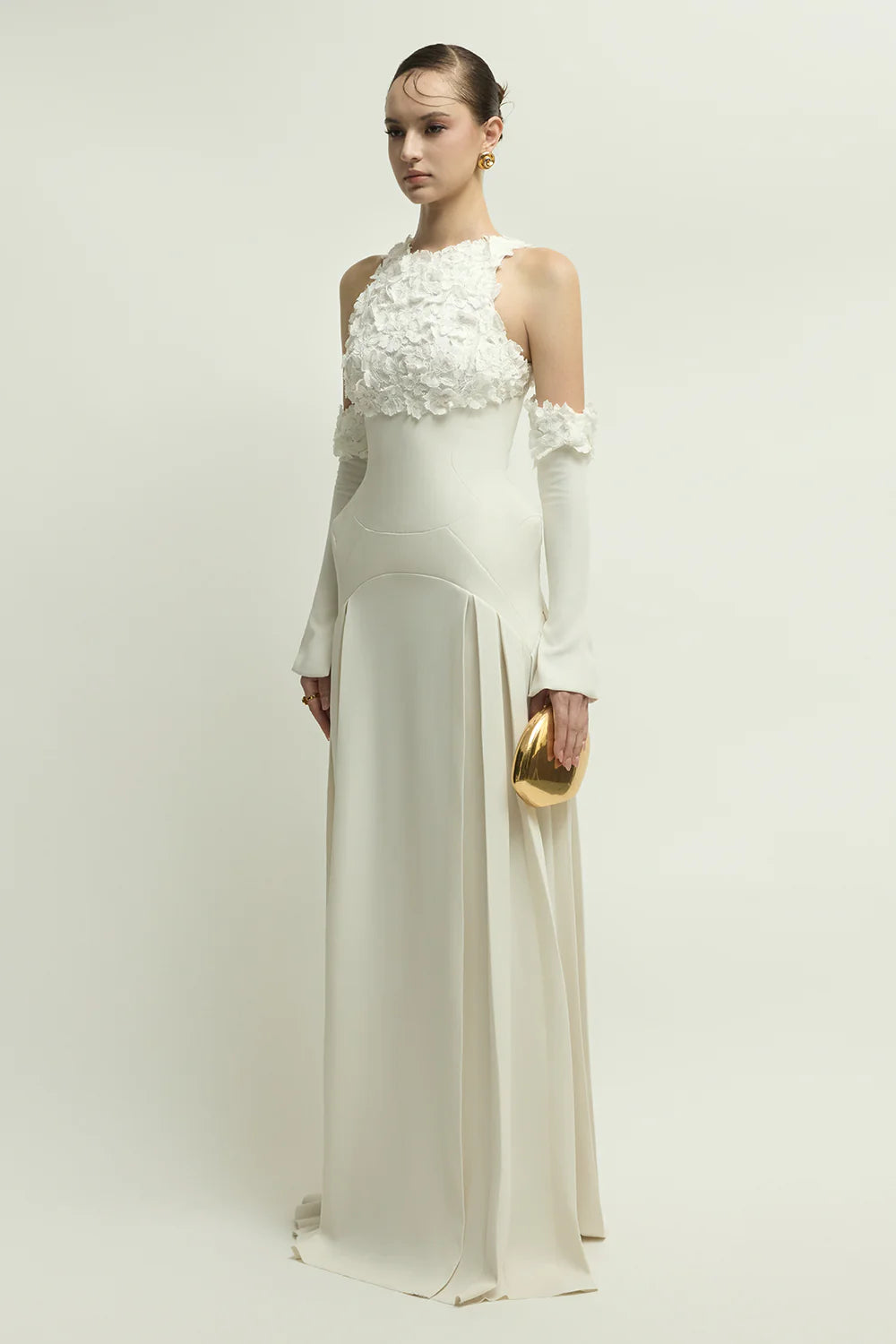 Amelie Cold Shoulder Sleeve Applique Maxi Dress