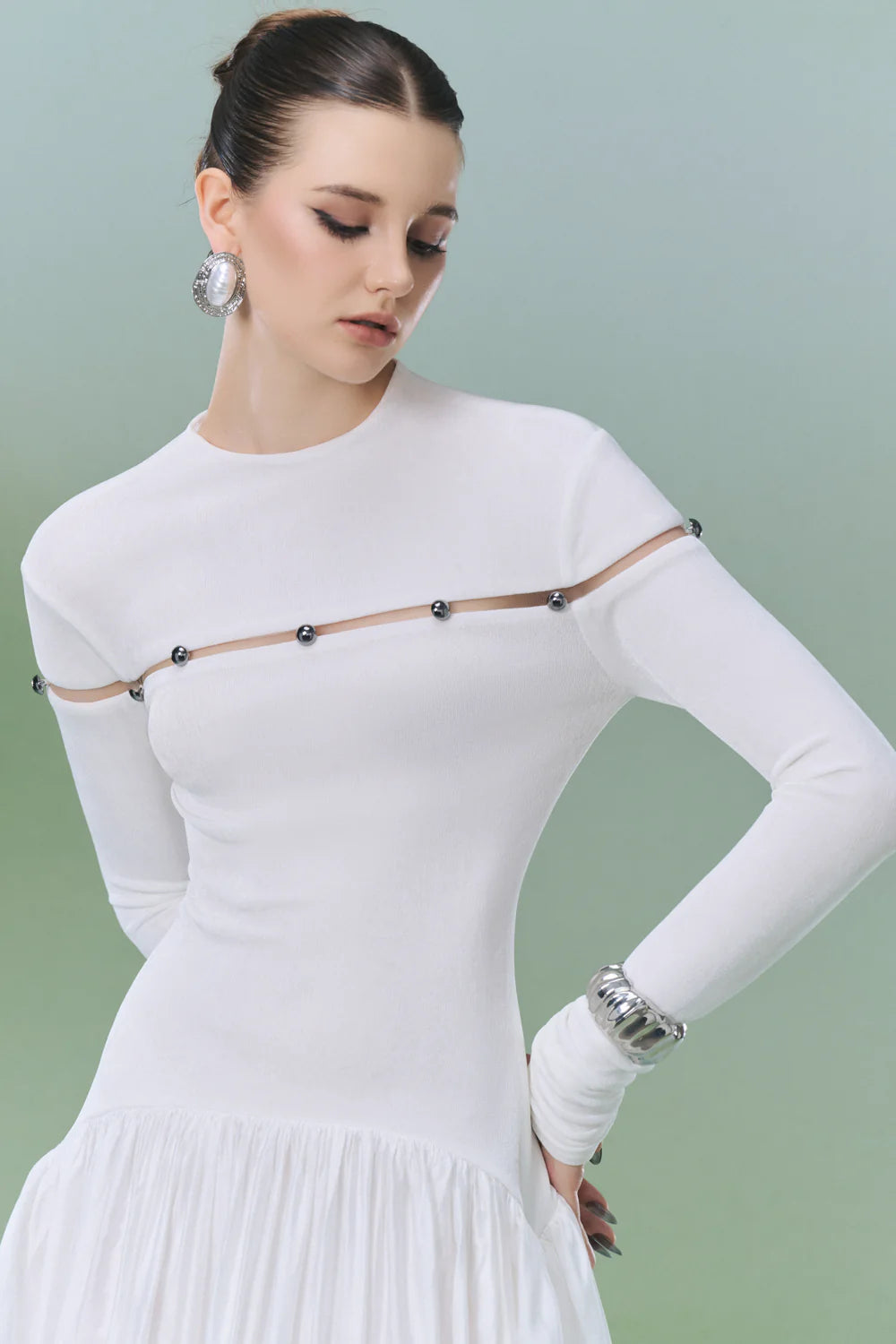 Milan Round Neck Gathering Midi Dress