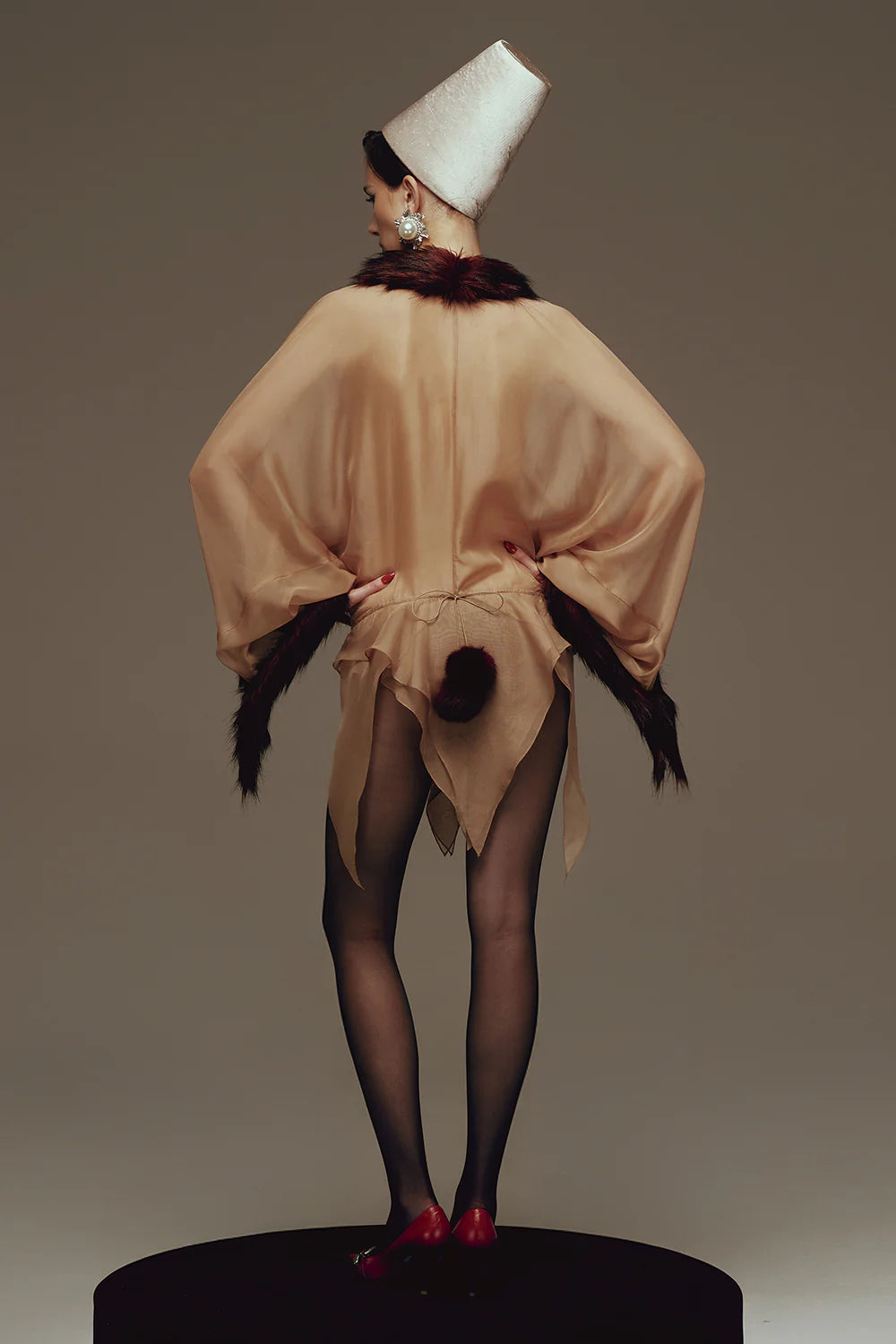 Roxanne Asymmetric Faux Fur Mini Dress