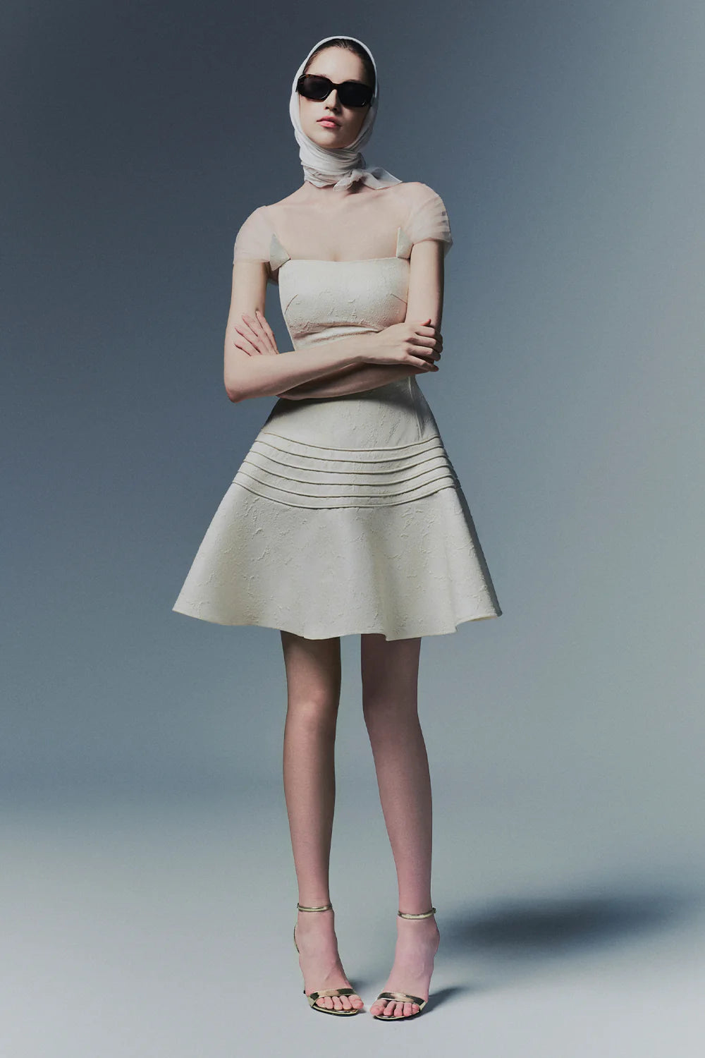 Haisley Square Neck Pleated Mini Dress