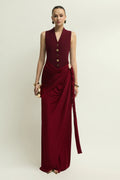 Agnus V-Neck Draped Maxi Dress