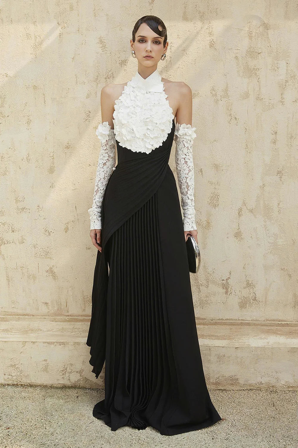 Hamilton Halter Neck Pleated Maxi Dress