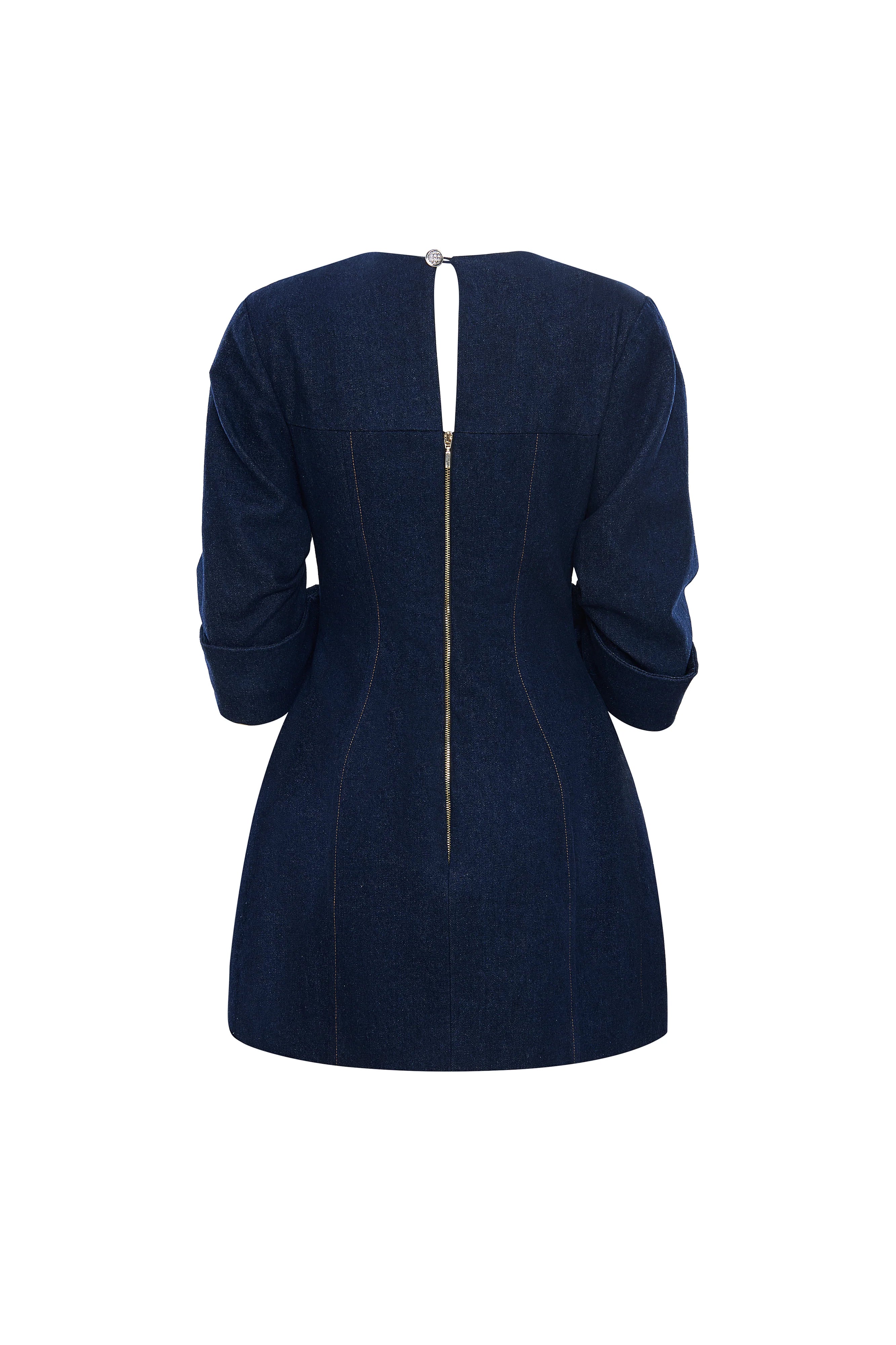 Evandra A-line Button Denim Mini Dress