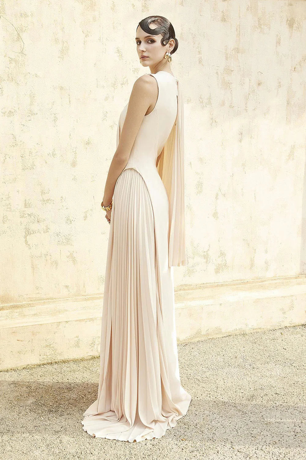 Clementine Sheath Pleated Maxi Dress