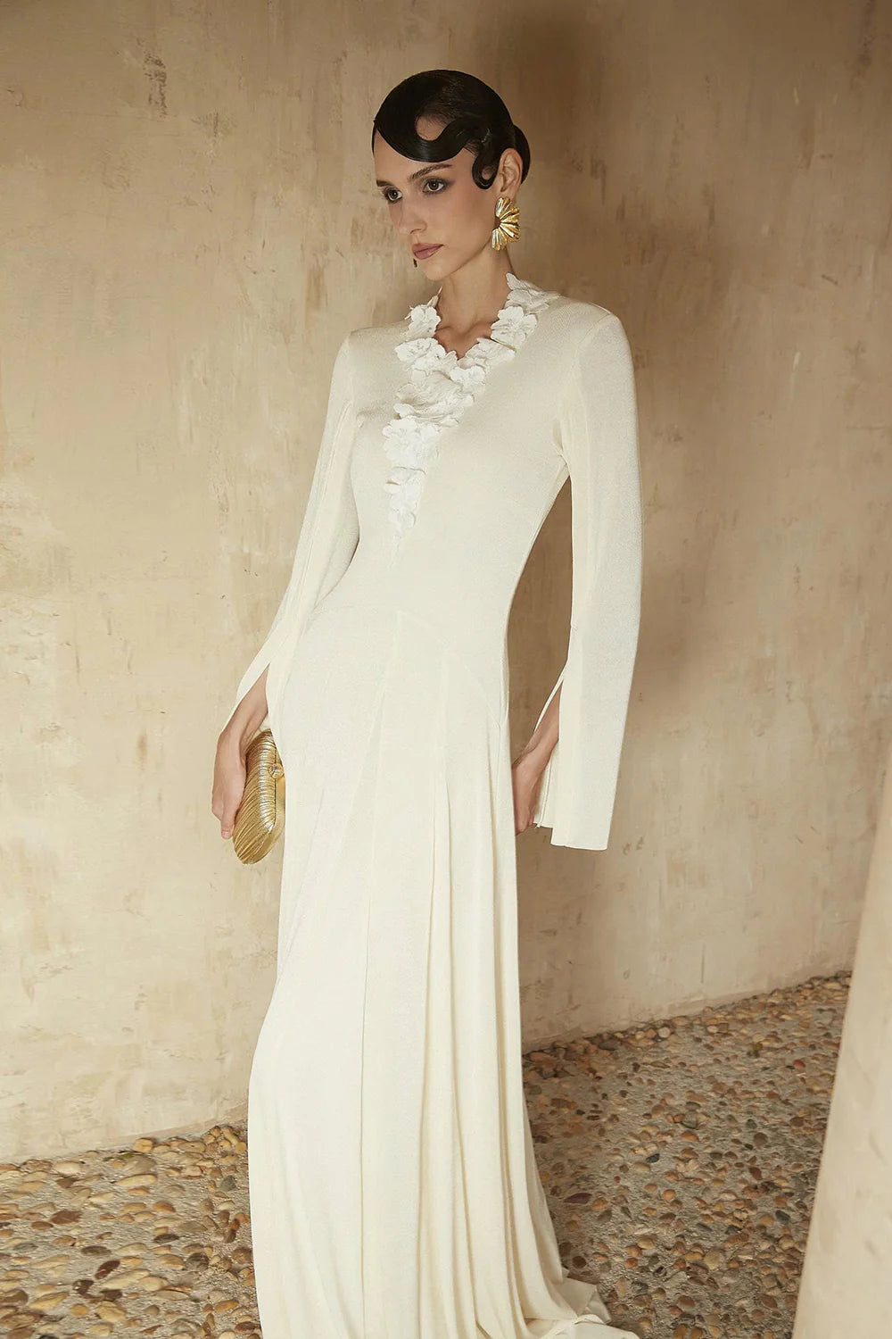 Imogen Split Sleeve Applique Maxi Dress