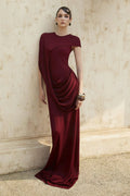 Kensington Asymmetric Sleeve Draped Maxi Dress
