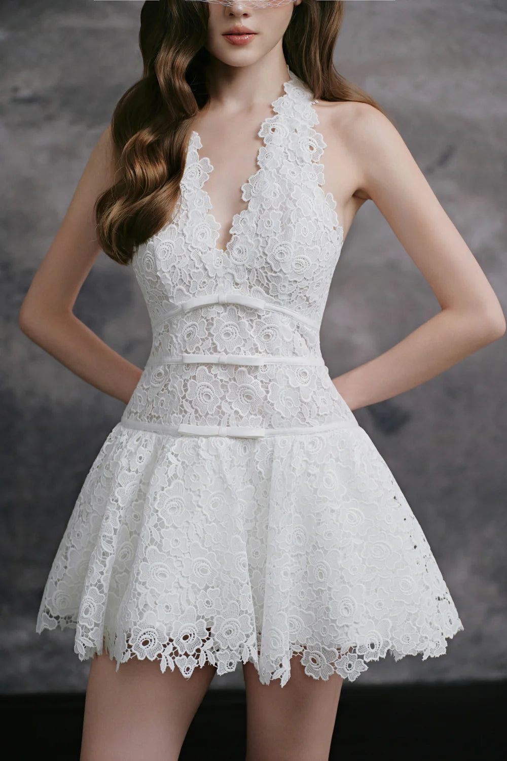 Jumi V-Neck Ribbon Mini Dress