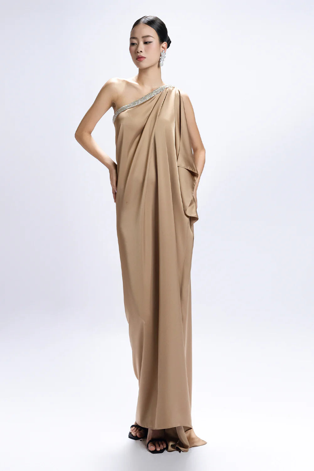 Althea One Shoulder Draped Maxi Dress