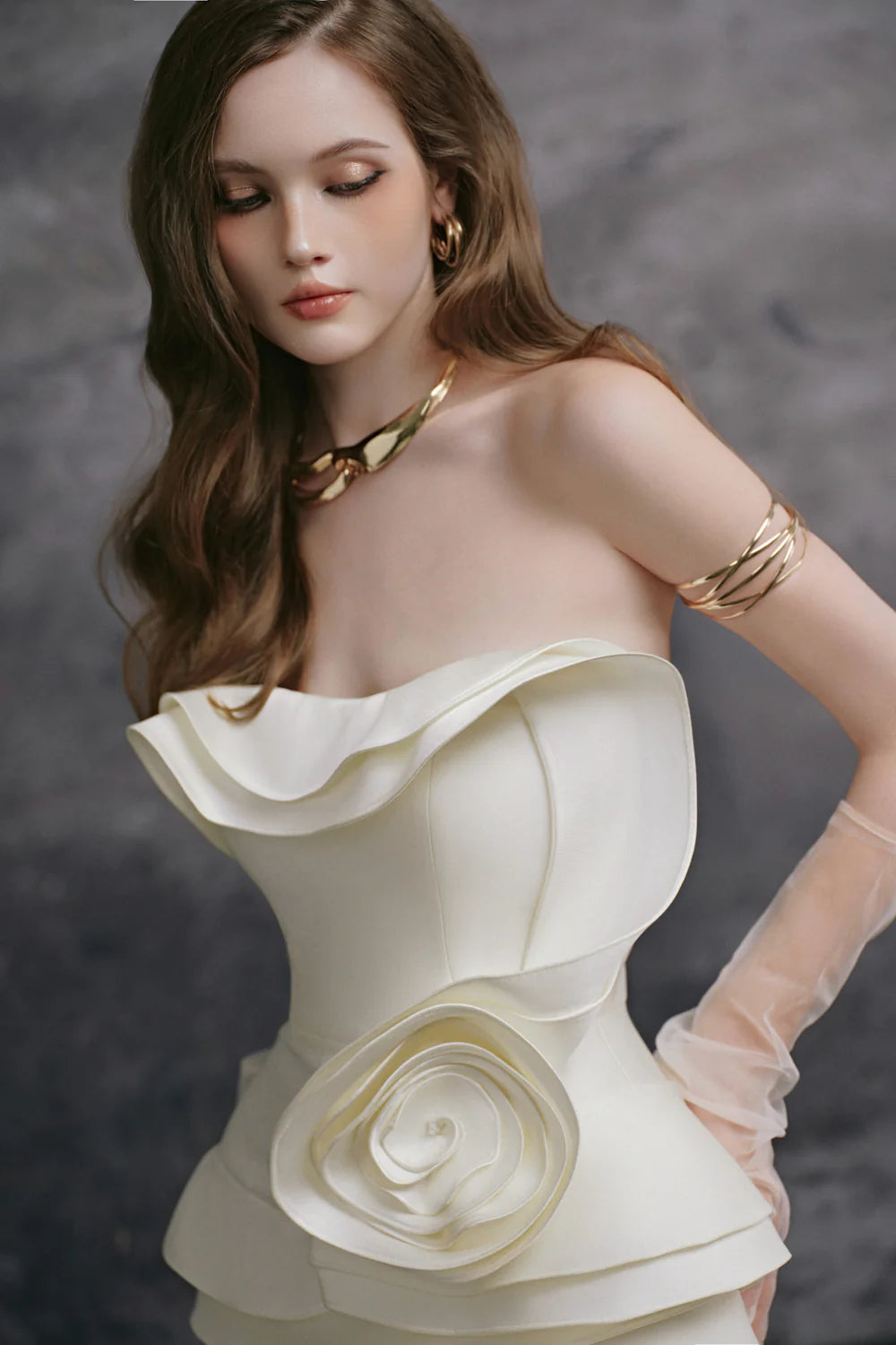 Rose Sweetheart Draped Mini Dress