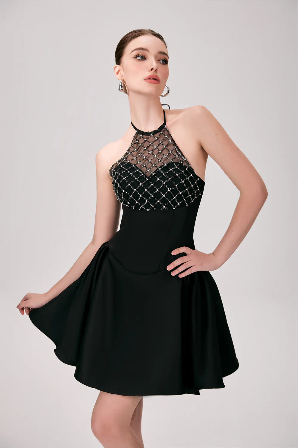 Ellen Halter Bead Mini Dress