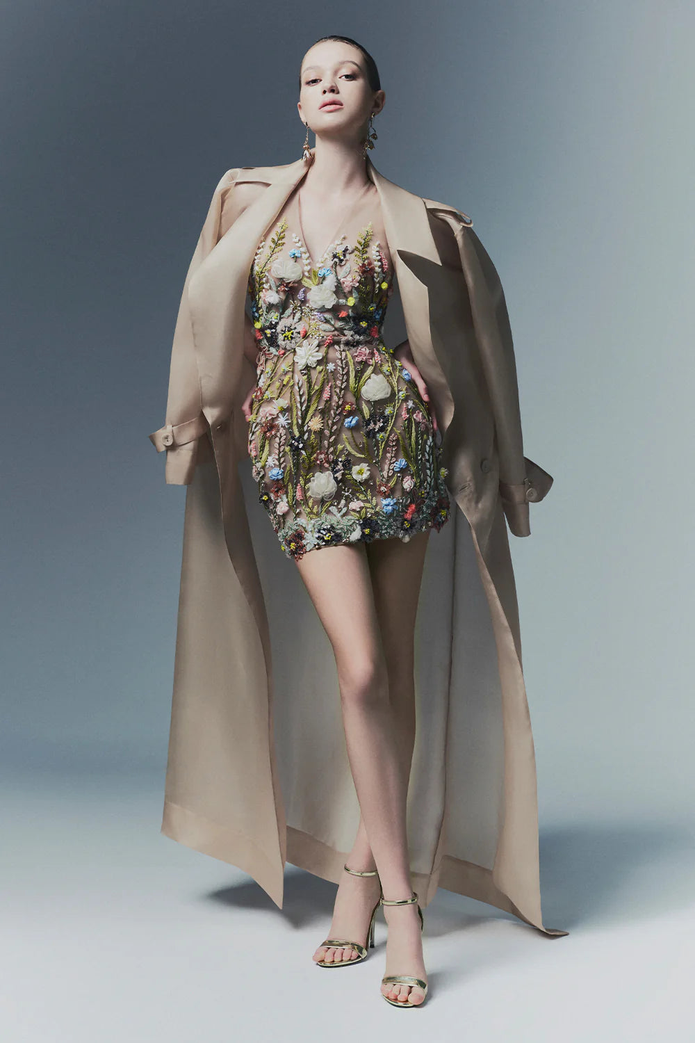 Annie V-Neck Applique Mini Dress