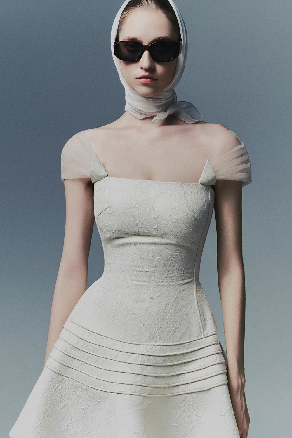 Haisley Square Neck Pleated Mini Dress