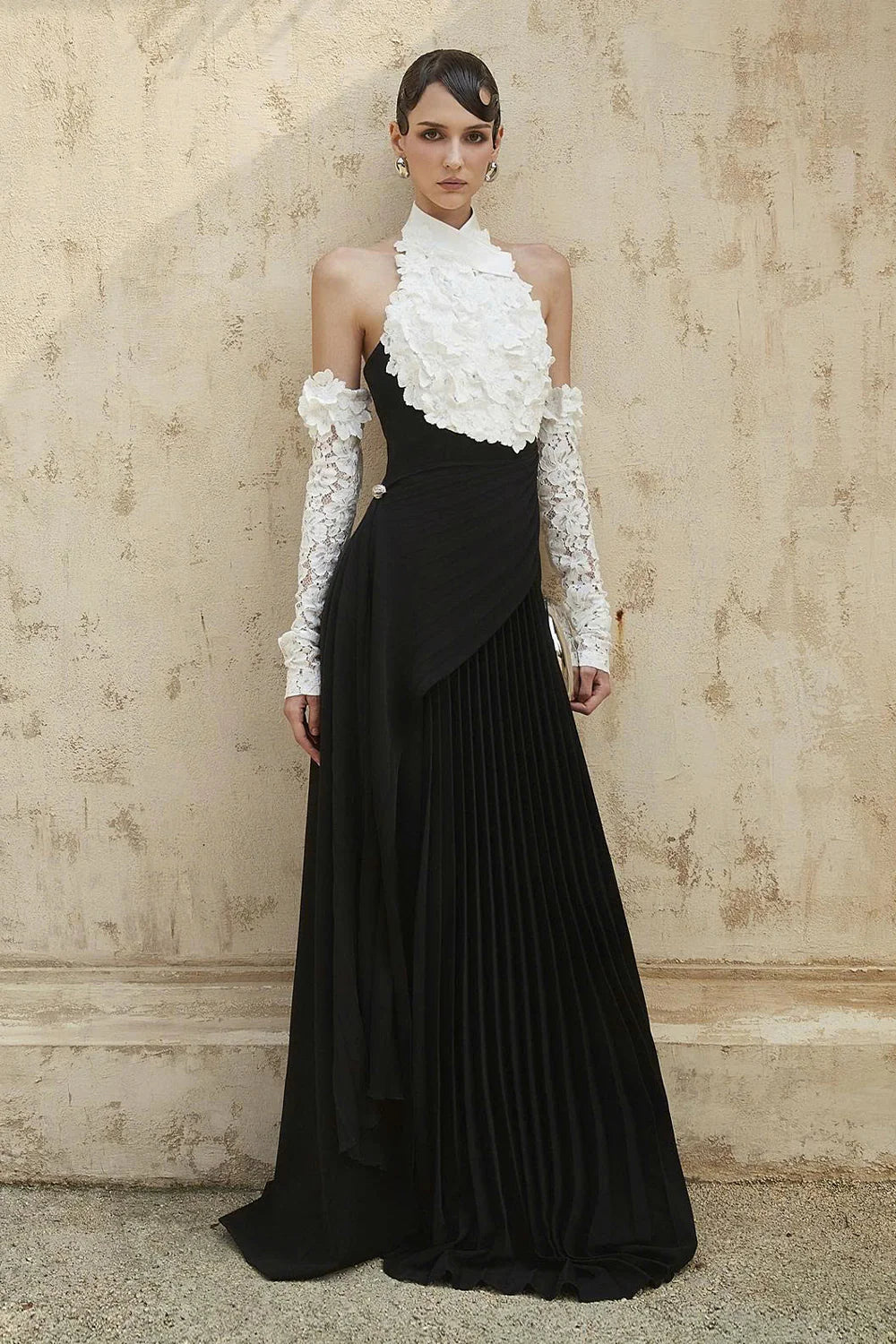 Hamilton Halter Neck Pleated Maxi Dress