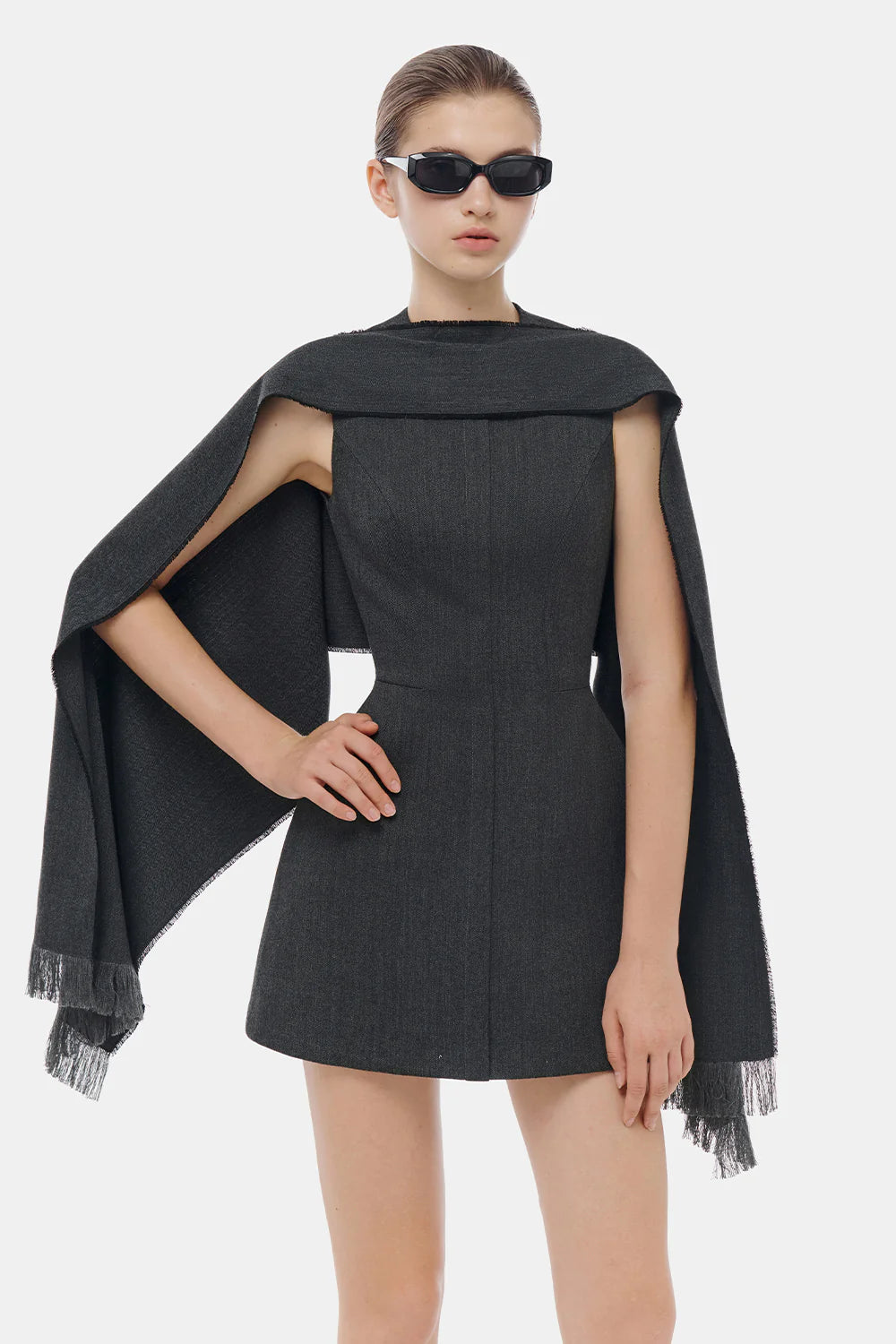 Lorraine Cape Fringe Mini Dress